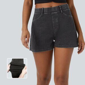 NWT Halara Flex High Waisted Back Side Pocket Stretchy Knit Denim Shorts 2.5